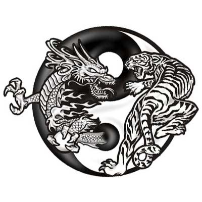 Chinese Dragon With Ying Yang Design Fake Temporary Water Transfer Tattoo Stickers NO.10250